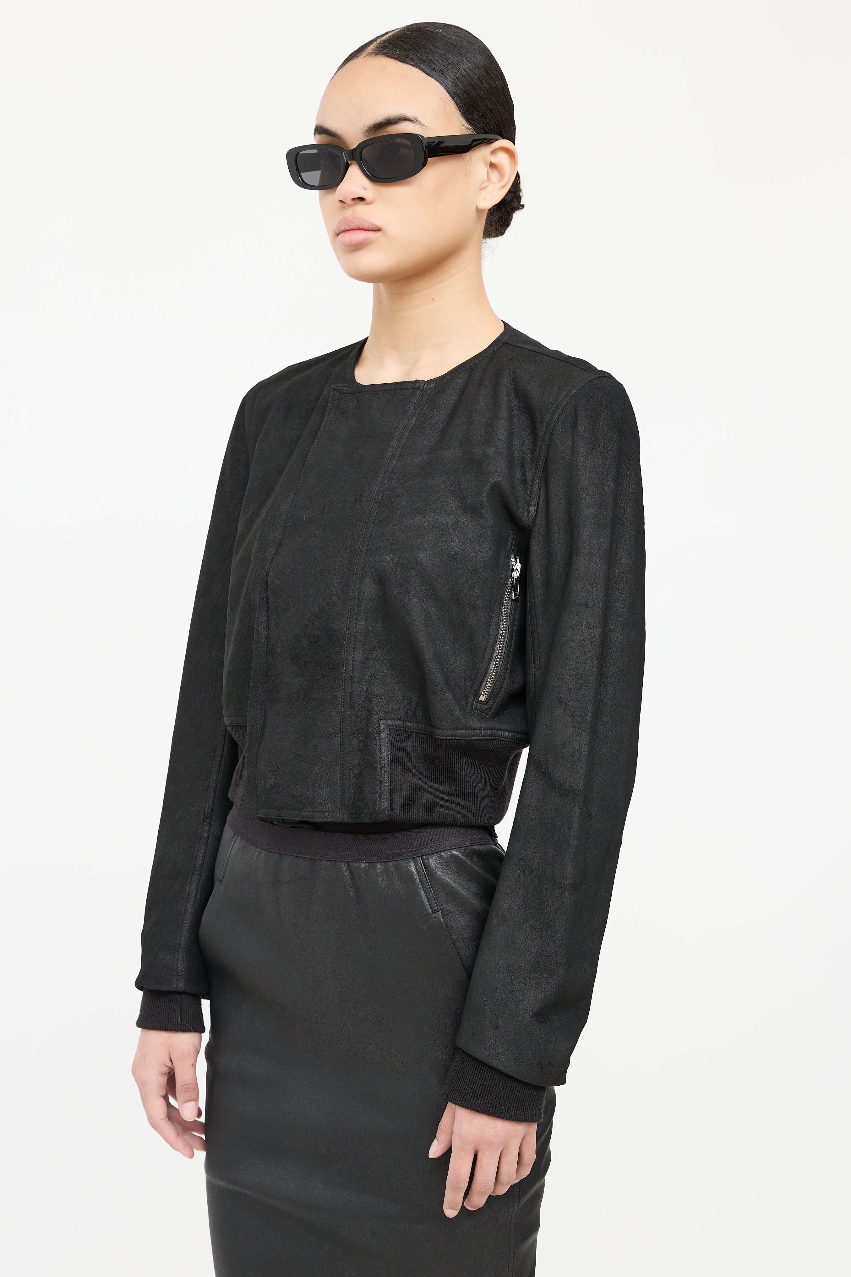 Rick Owens Leather Long Sleeve Jacket