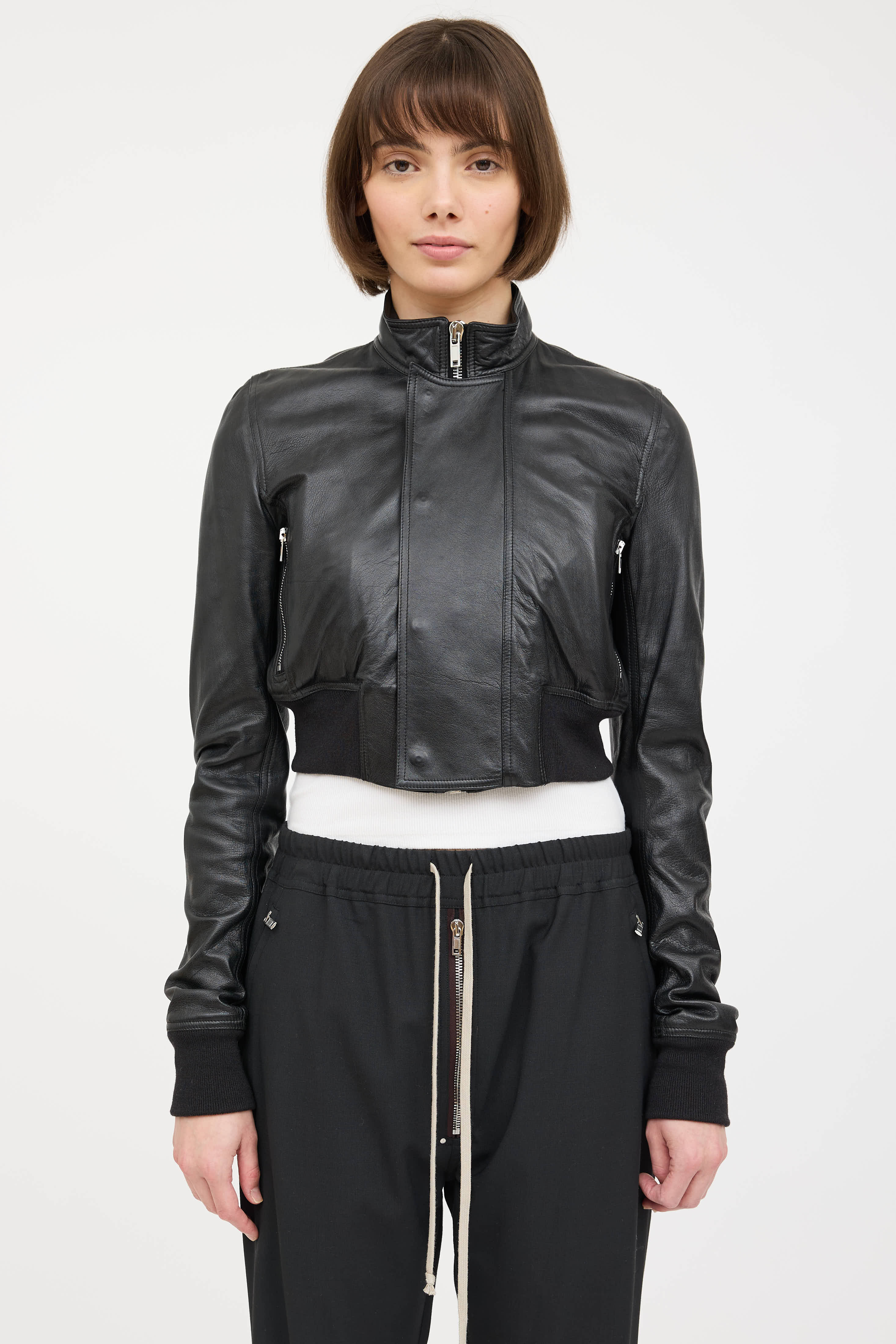 Rick Owens Cropped Leather Jacket