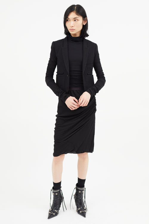 Rick Owens FW 2018 Black Wool & Stretch Sleeve Blazer