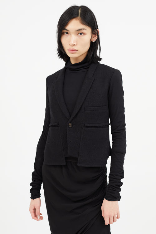 Rick Owens FW 2018 Black Wool & Stretch Sleeve Blazer