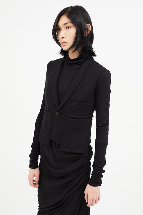 Rick Owens FW 2018 Black Wool & Stretch Sleeve Blazer