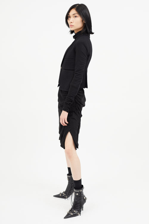 Rick Owens FW 2018 Black Wool & Stretch Sleeve Blazer