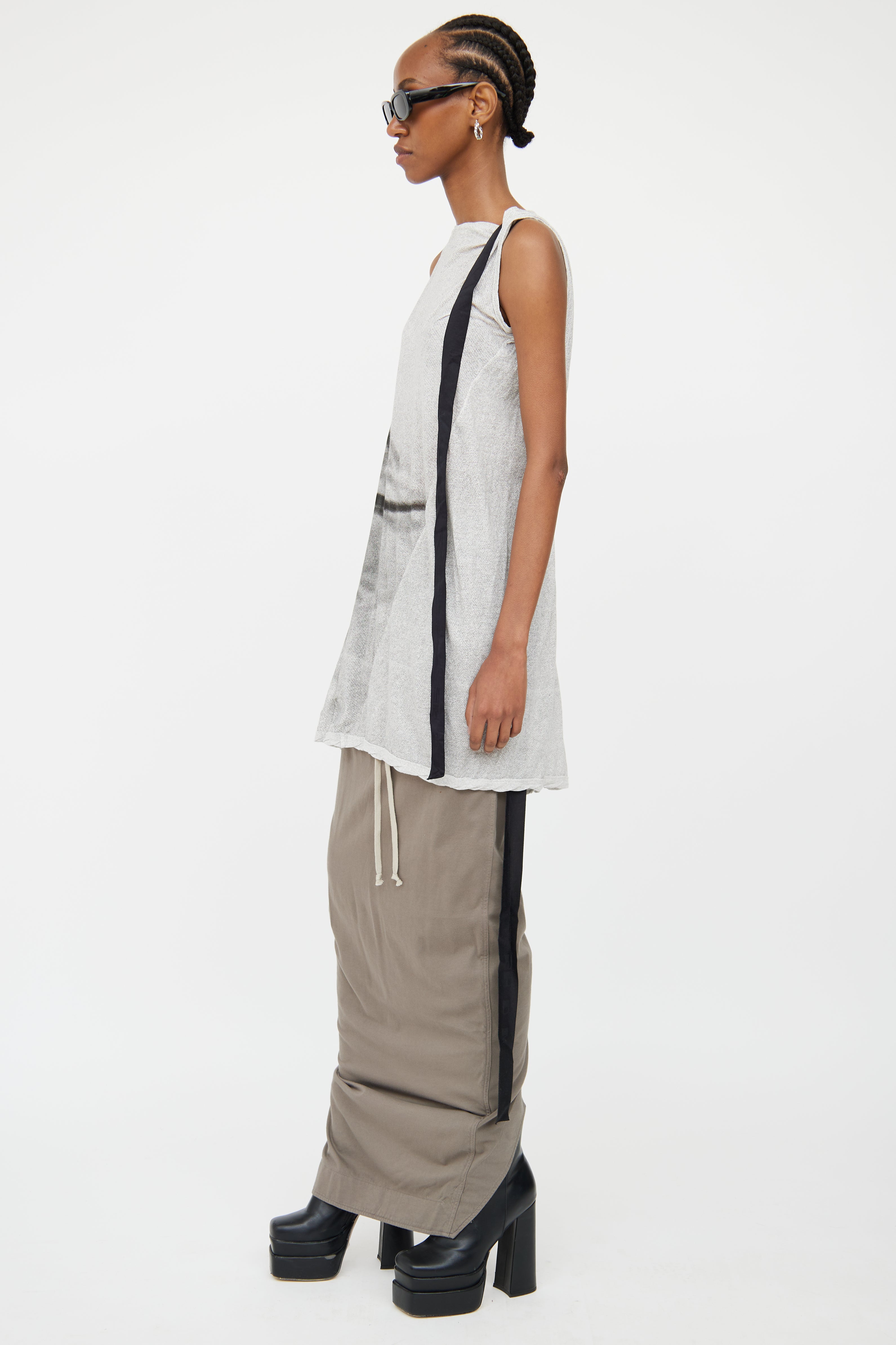 Rick Owens Black & White Graphic Print Tunic Top