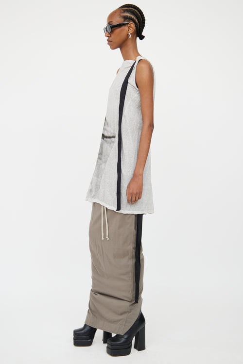 Rick Owens Black & White Graphic Print Tunic Top