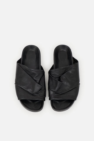 Rick Owens Leather Gathered Slide