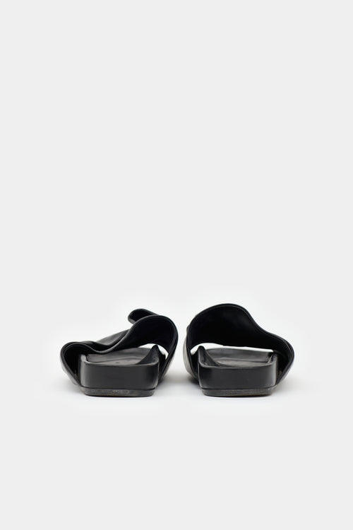 Rick Owens Leather Gathered Slide