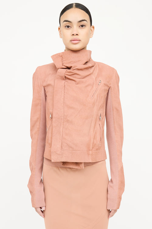 Rick Owens Leather Asymmetrical Biker Jacket
