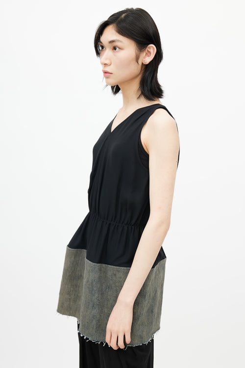 Rick Owens SS19 Black & Grey Babel Panelled Top