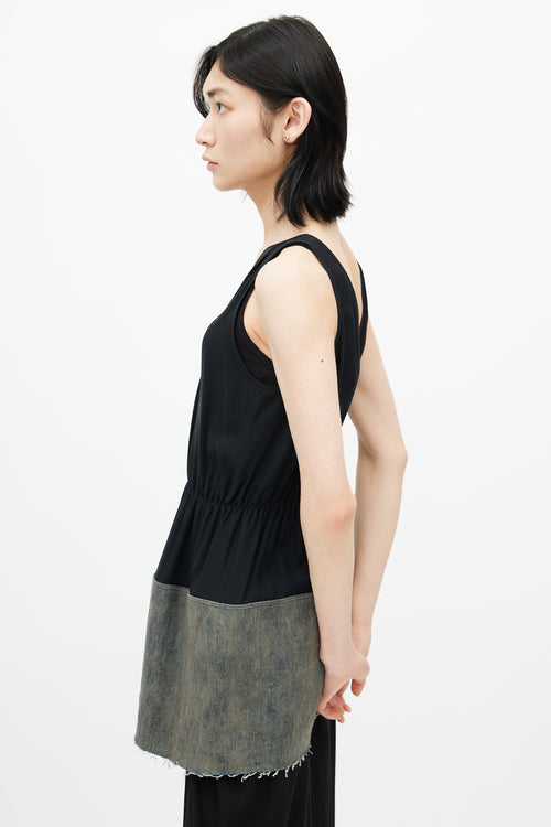 Rick Owens SS19 Black & Grey Babel Panelled Top