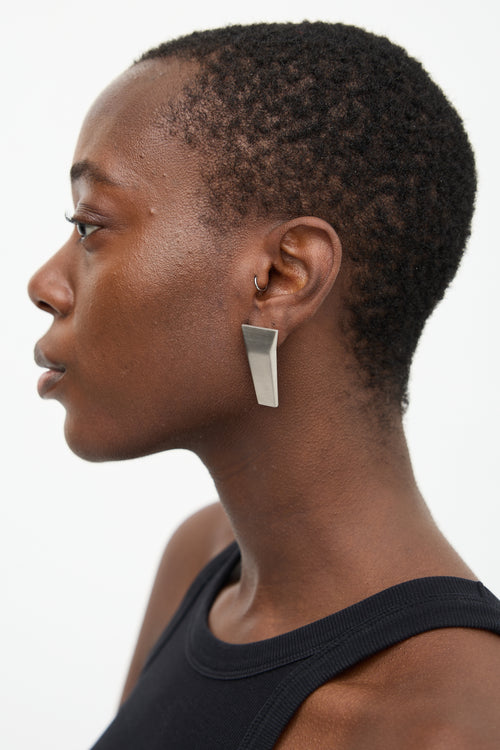 Rick Owens Brushed Silver Trunk Earring