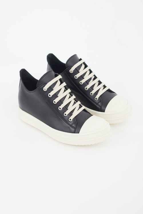Rick Owens Black & White Leather Ramones Low Sneaker