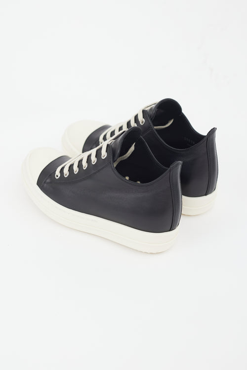 Rick Owens Black & White Leather Ramones Low Sneaker