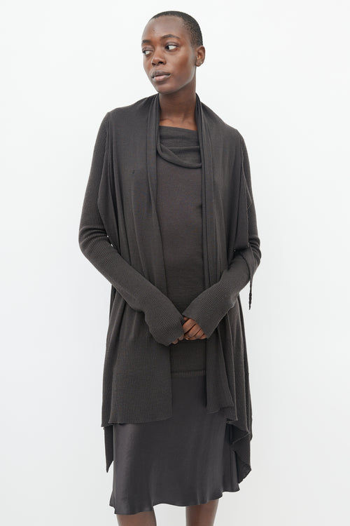 Rick Owens Brown Knit Wrap Cardigan & Tunic Set