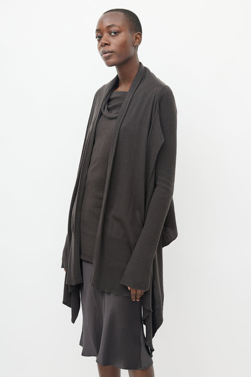 Rick Owens Brown Knit Wrap Cardigan & Tunic Set