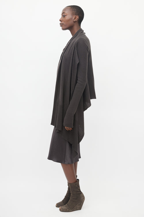 Rick Owens Brown Knit Wrap Cardigan & Tunic Set