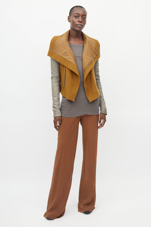 Rick Owens Brown & Taupe Wool Nylon Jacket
