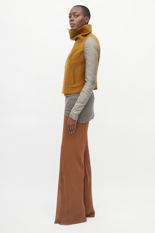 Rick Owens Brown & Taupe Wool Nylon Jacket