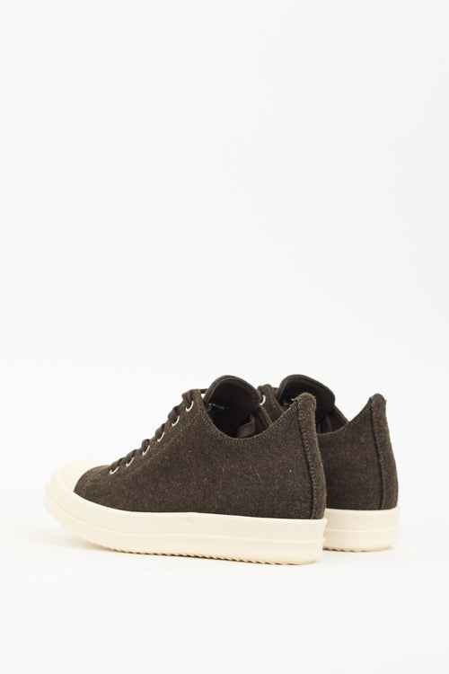 Rick Owens Brown & White Wool Ramones Low Sneaker
