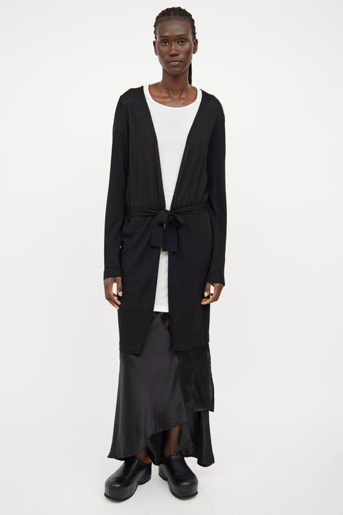 Rick Owens SS 2021 Black Long Open Cardigan