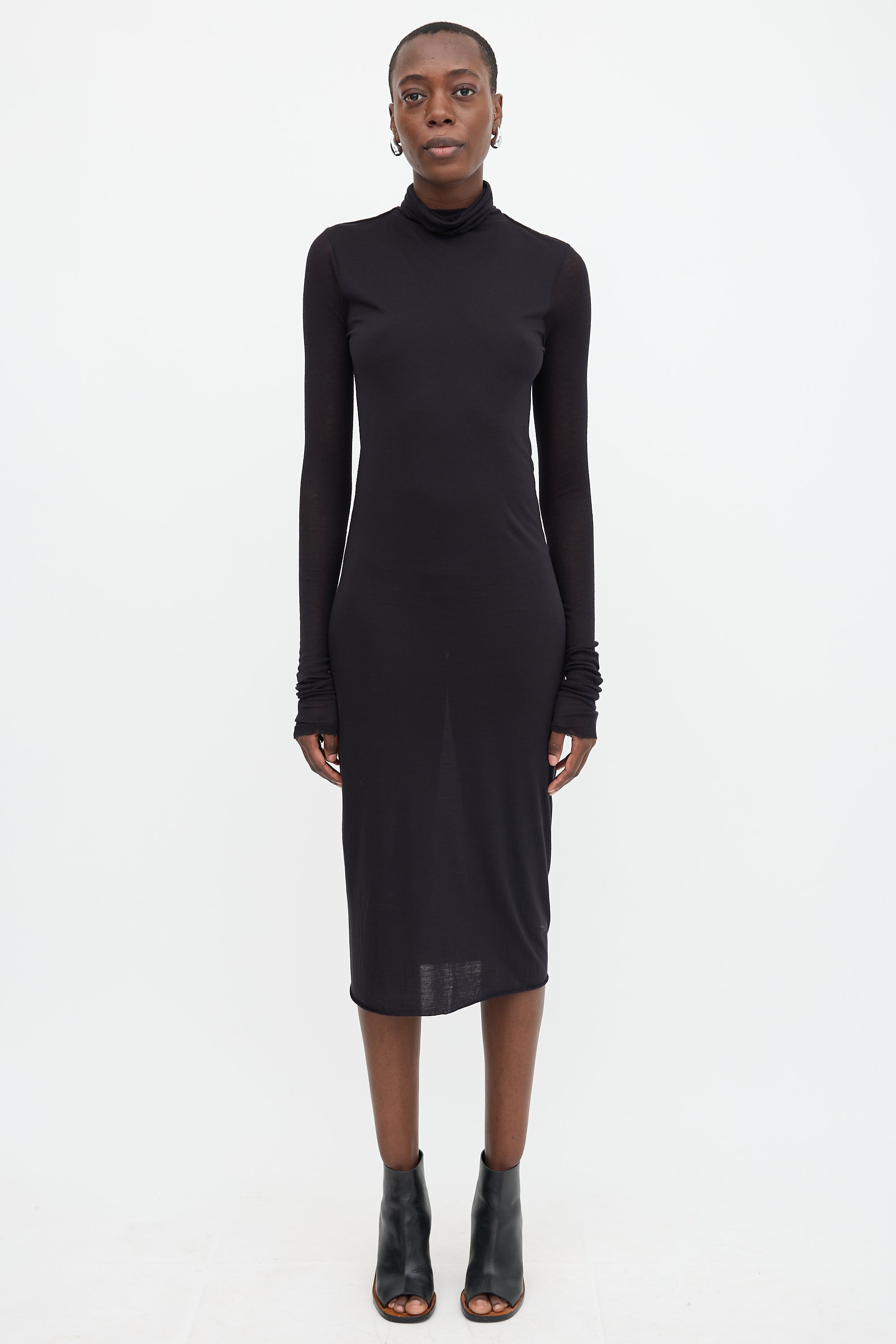 Rick Owens Lilies Jersey Turtleneck Dress