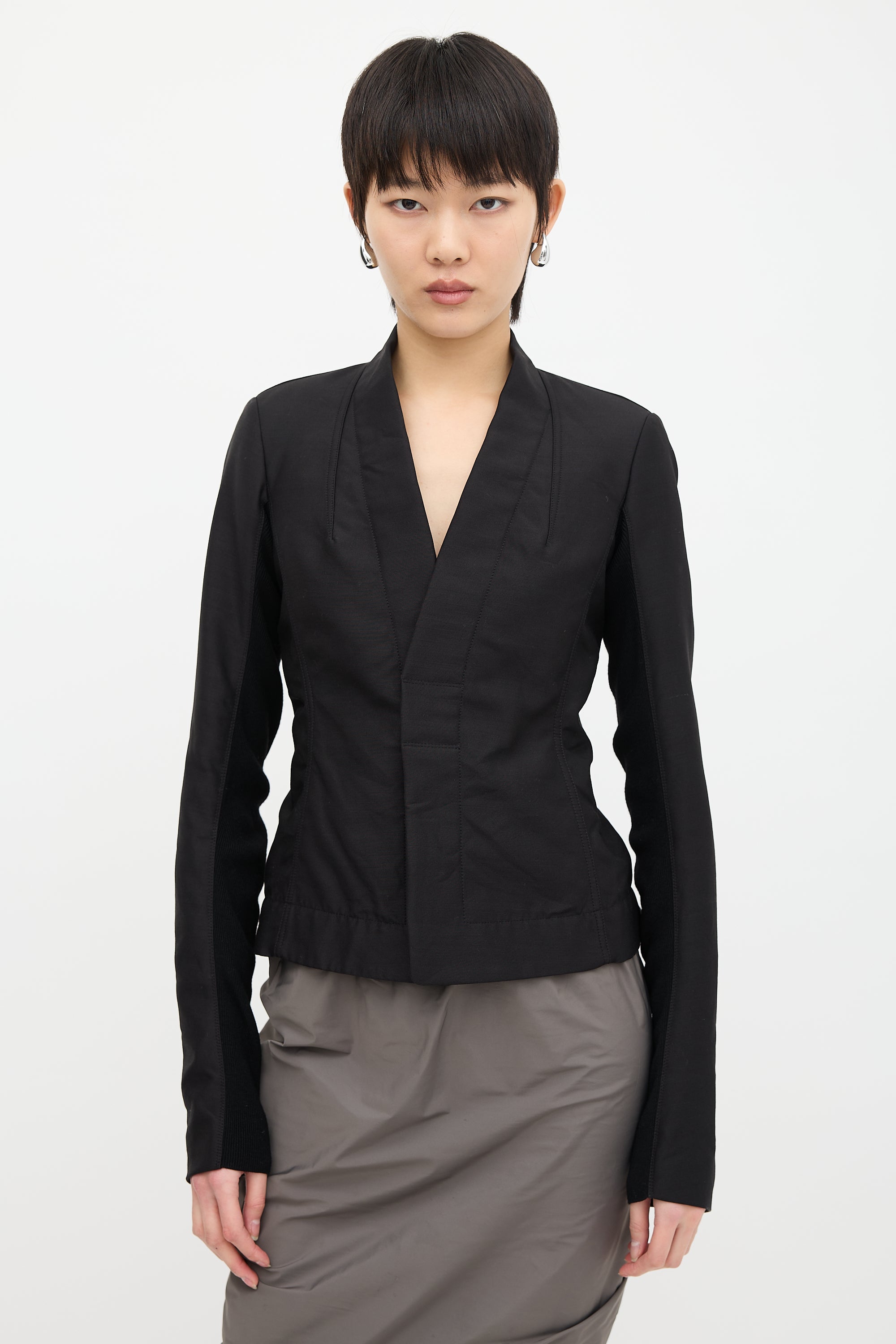 Rick Owens Wool Collarless Blazer
