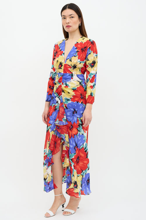 Rixo Silk Floral Rose Dress