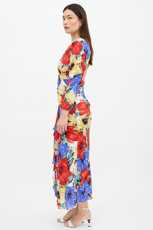 Rixo Silk Floral Rose Dress