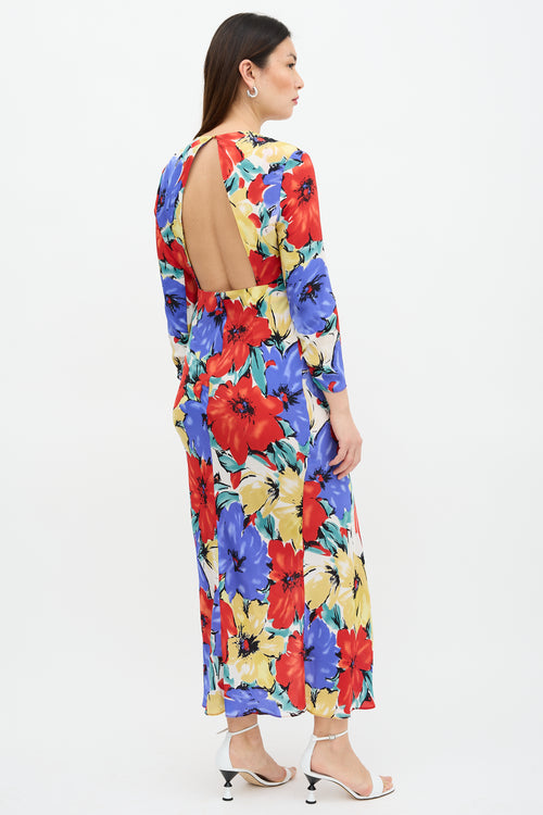 Rixo Silk Floral Rose Dress