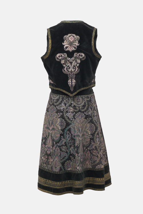 Roberto Cavalli 1970s Velour Patchwork Set