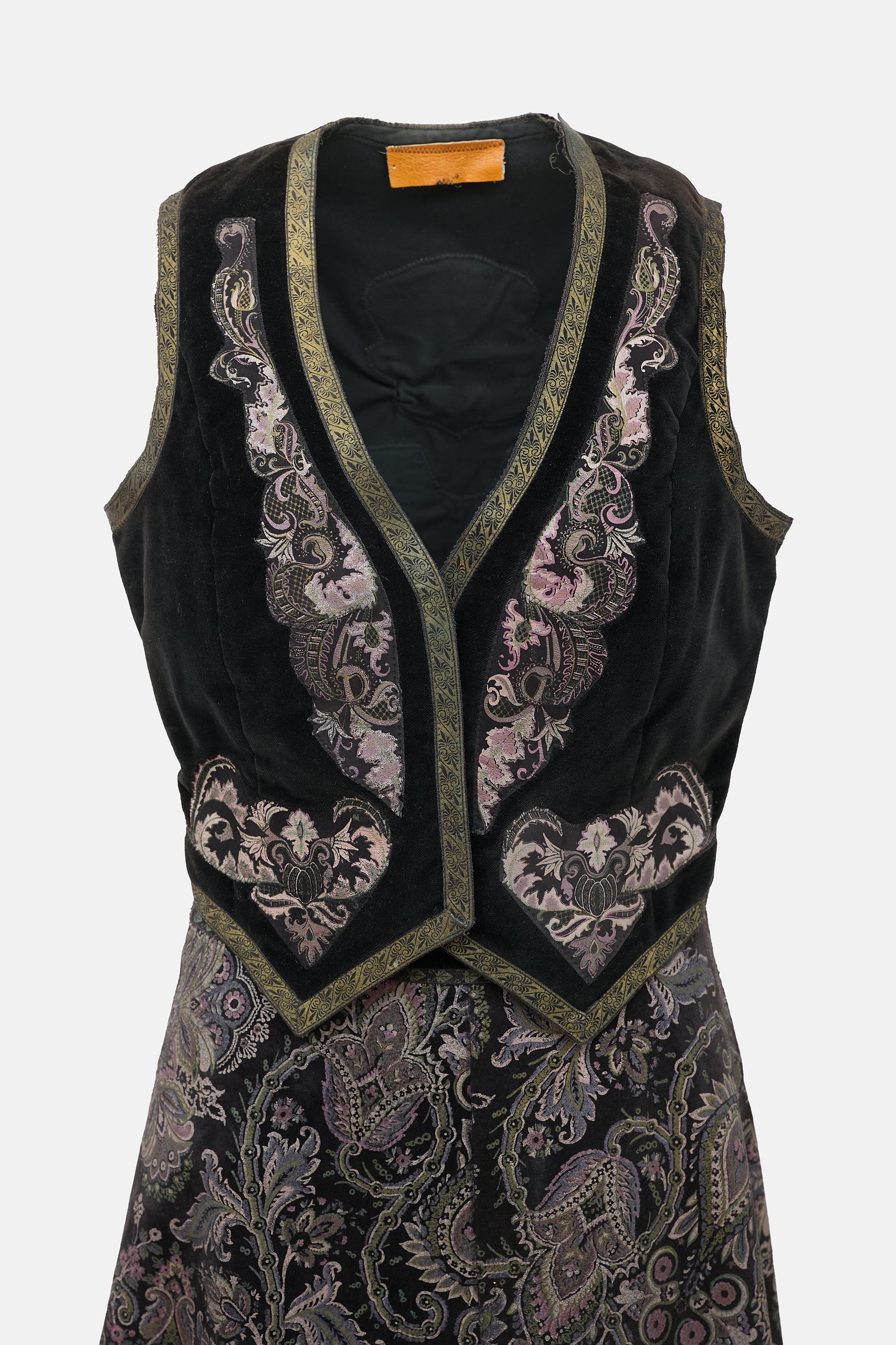 Roberto Cavalli 1970s Velour Patchwork Set