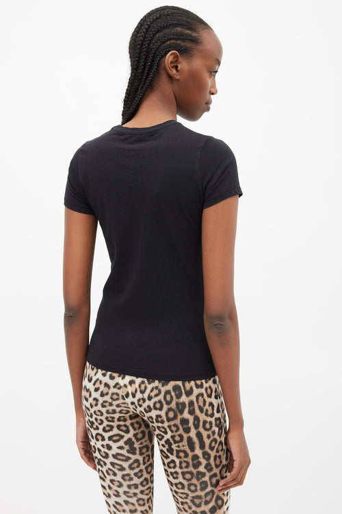 Roberto Cavalli Black & Yellow Ornate Logo T-Shirt
