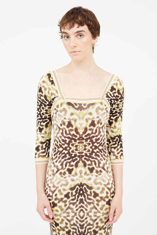 Roberto Cavalli Brown & Multi Print Dress