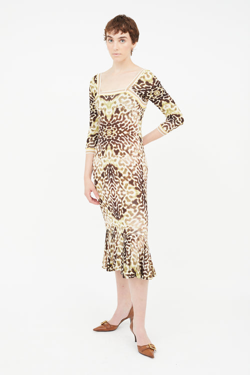 Roberto Cavalli Brown & Multi Print Dress