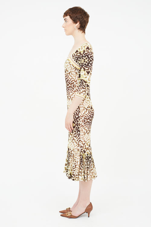 Roberto Cavalli Brown & Multi Print Dress