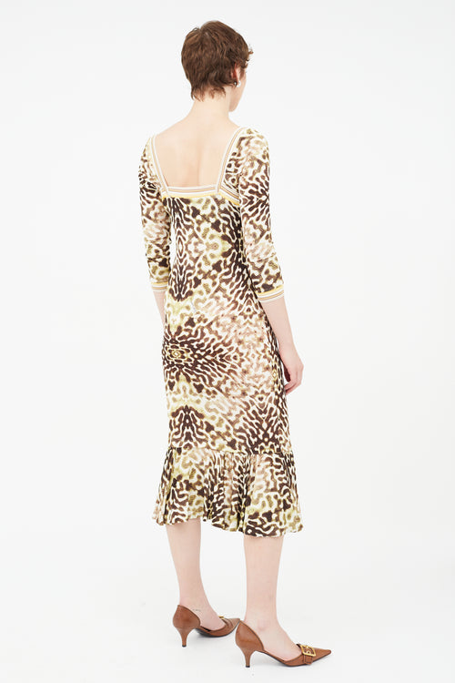 Roberto Cavalli Brown & Multi Print Dress