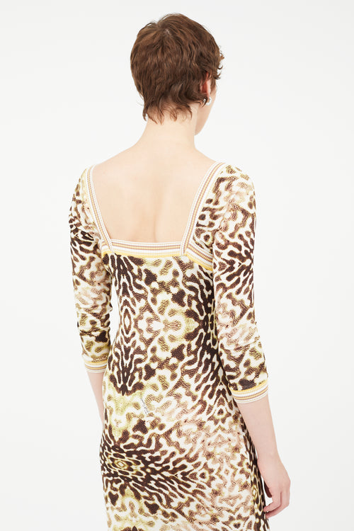 Roberto Cavalli Brown & Multi Print Dress