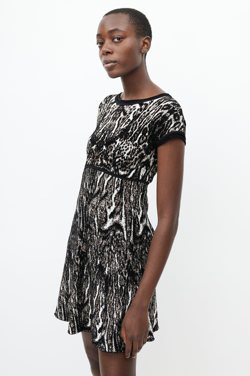 Roberto Cavalli Brown & White Knit Skater Dress