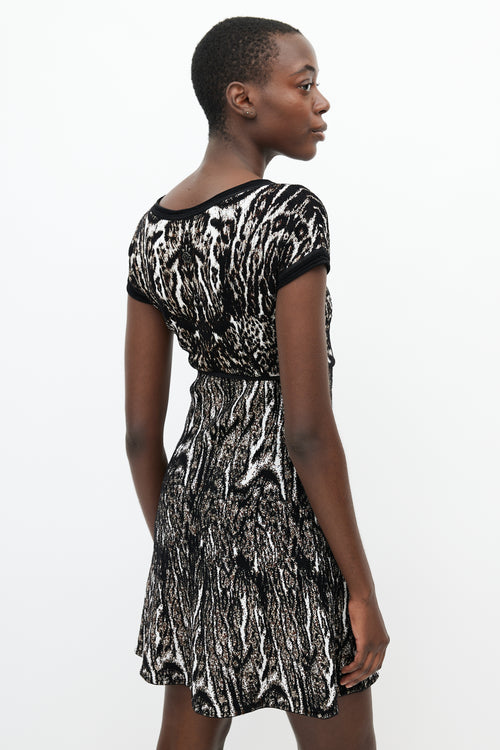 Roberto Cavalli Brown & White Knit Skater Dress