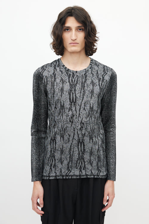 Roberto Cavalli Grey & Black Knit Top