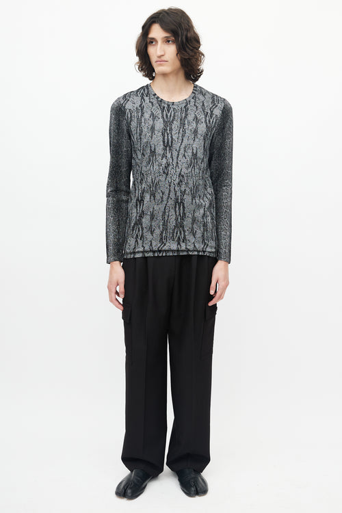 Roberto Cavalli Grey & Black Knit Top