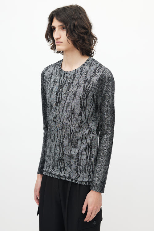 Roberto Cavalli Grey & Black Knit Top