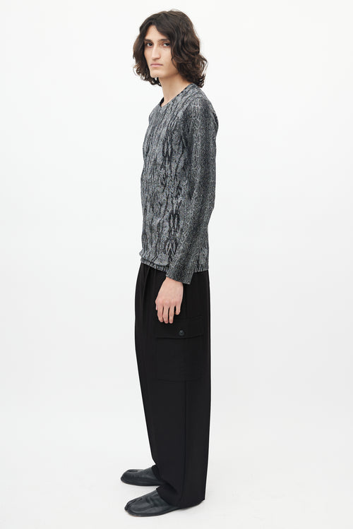 Roberto Cavalli Grey & Black Knit Top