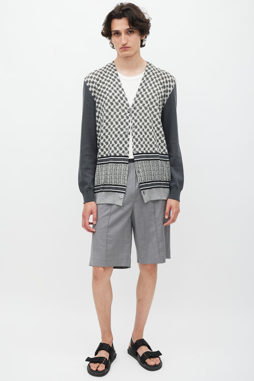 Roberto Cavalli Grey & Cream Patterned Cardigan
