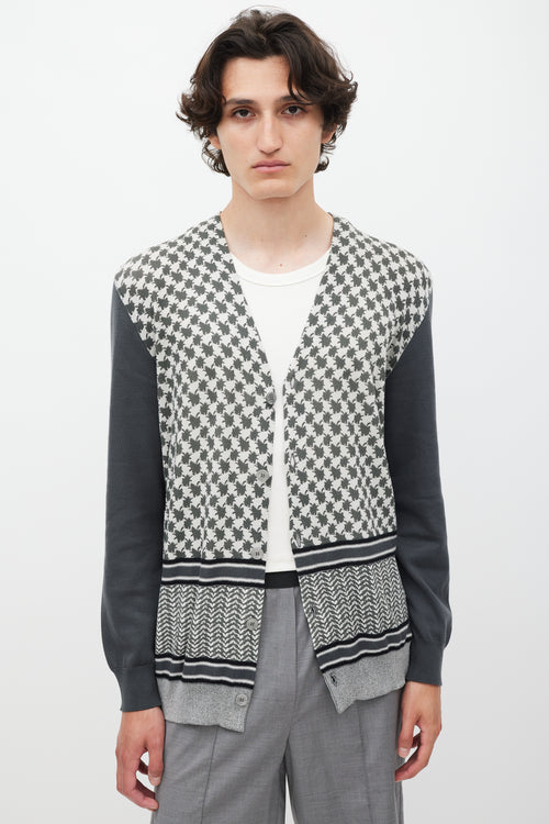 Roberto Cavalli Grey & Cream Patterned Cardigan