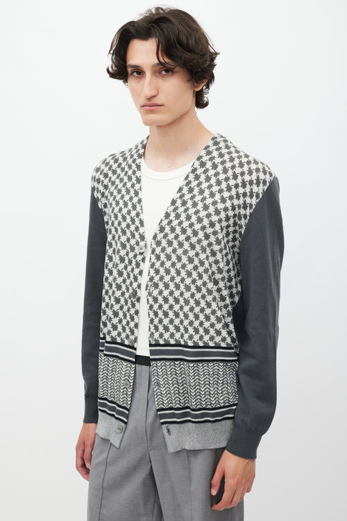Roberto Cavalli Grey & Cream Patterned Cardigan