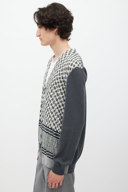 Roberto Cavalli Grey & Cream Patterned Cardigan
