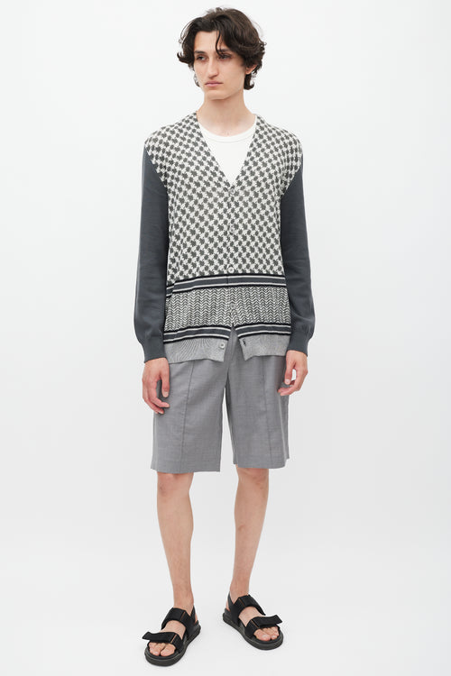Roberto Cavalli Grey & Cream Patterned Cardigan