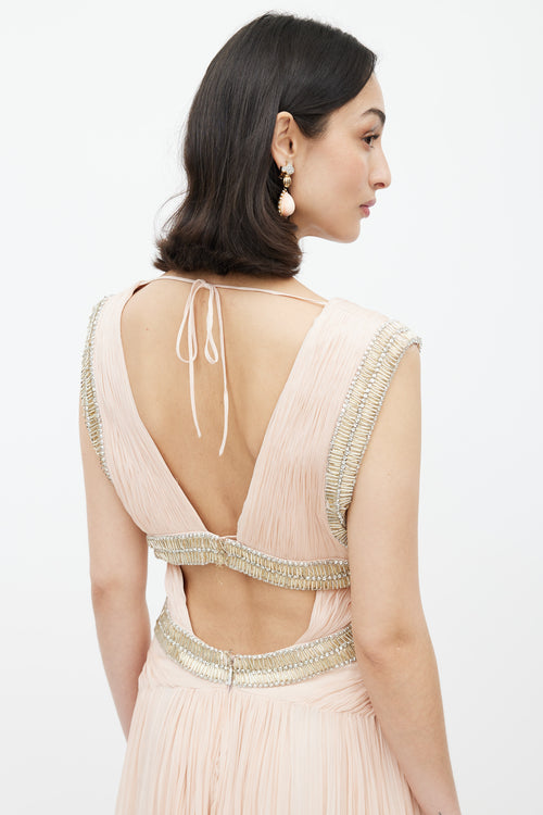 Roberto Cavalli Pink & Multicolour Embellished Gown