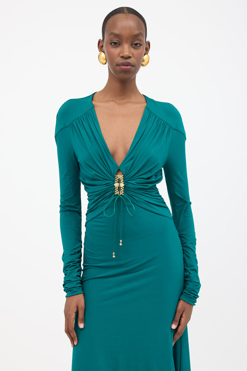 Roberto Cavalli Gathered Midi Dress