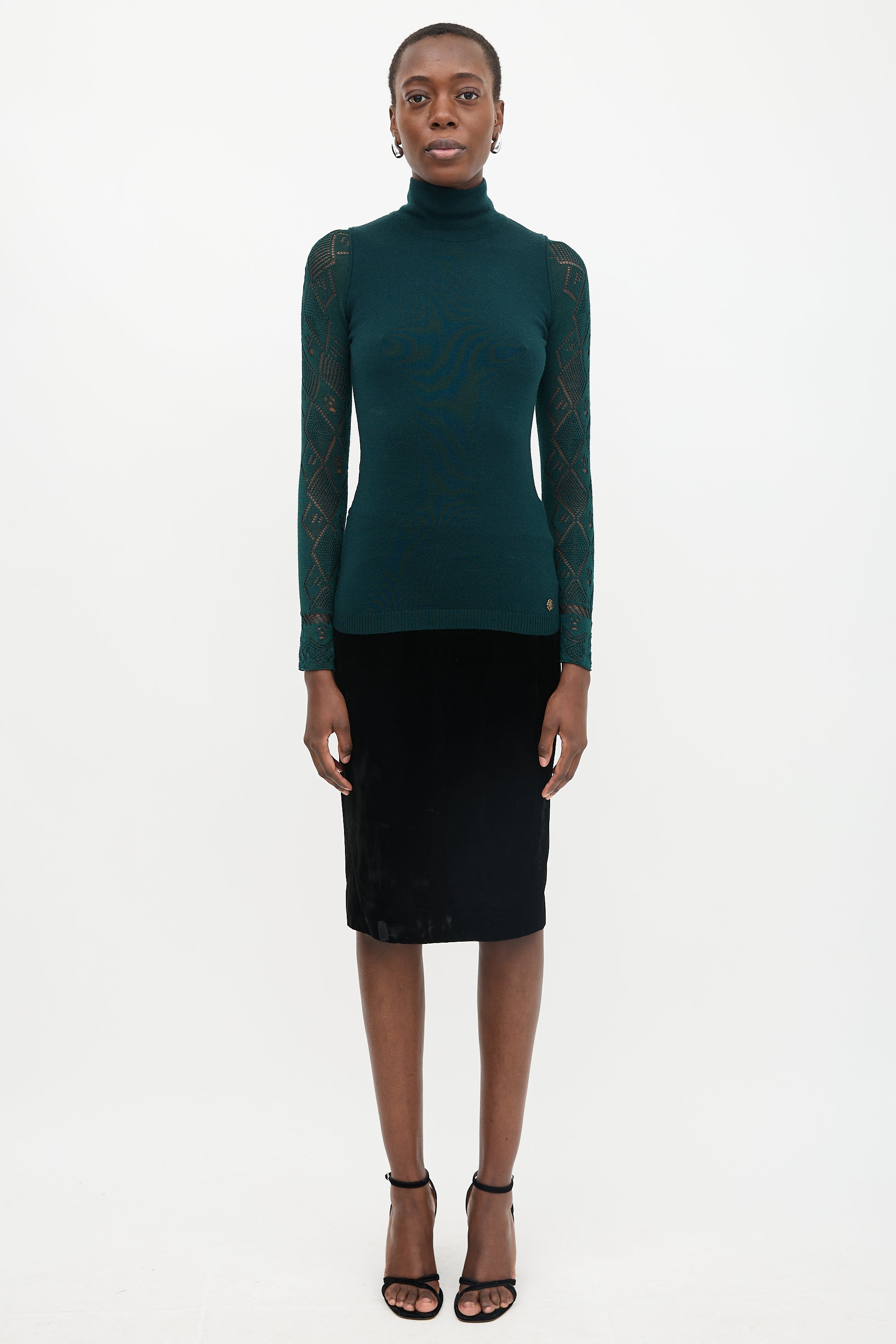 Roberto Cavalli Wool Pointelle Turtleneck Sweater